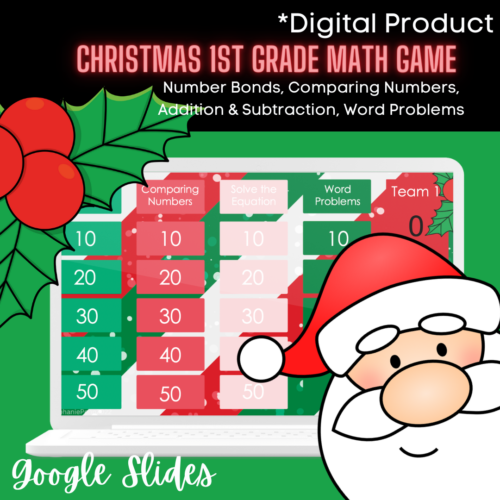 Digital Christmas Math Game | 1st Grade | Number Bonds | Addition & Subtraction's featured image