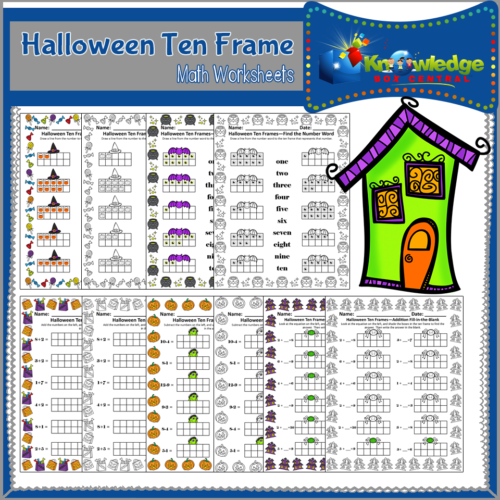 Halloween Ten Frame Math Worksheets