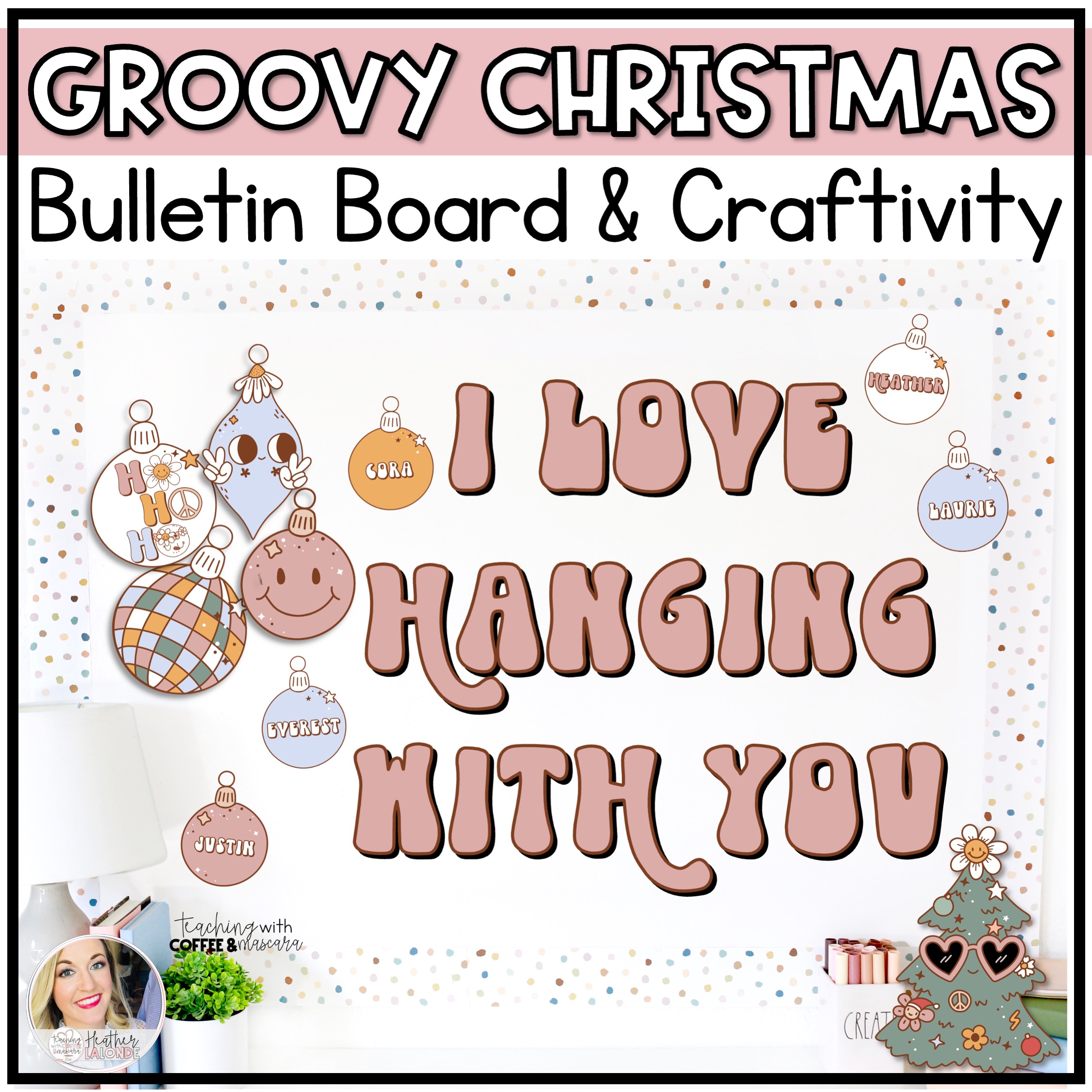 Retro Christmas Bulletin Board - Boho Groovy Classroom Decor