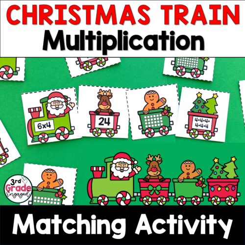 Christmas Multiplication Train Math Matching Activity