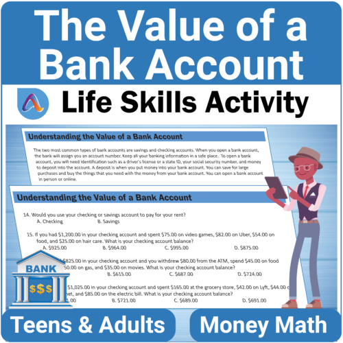 The Value of a Bank Account Life Skills Activity pdf