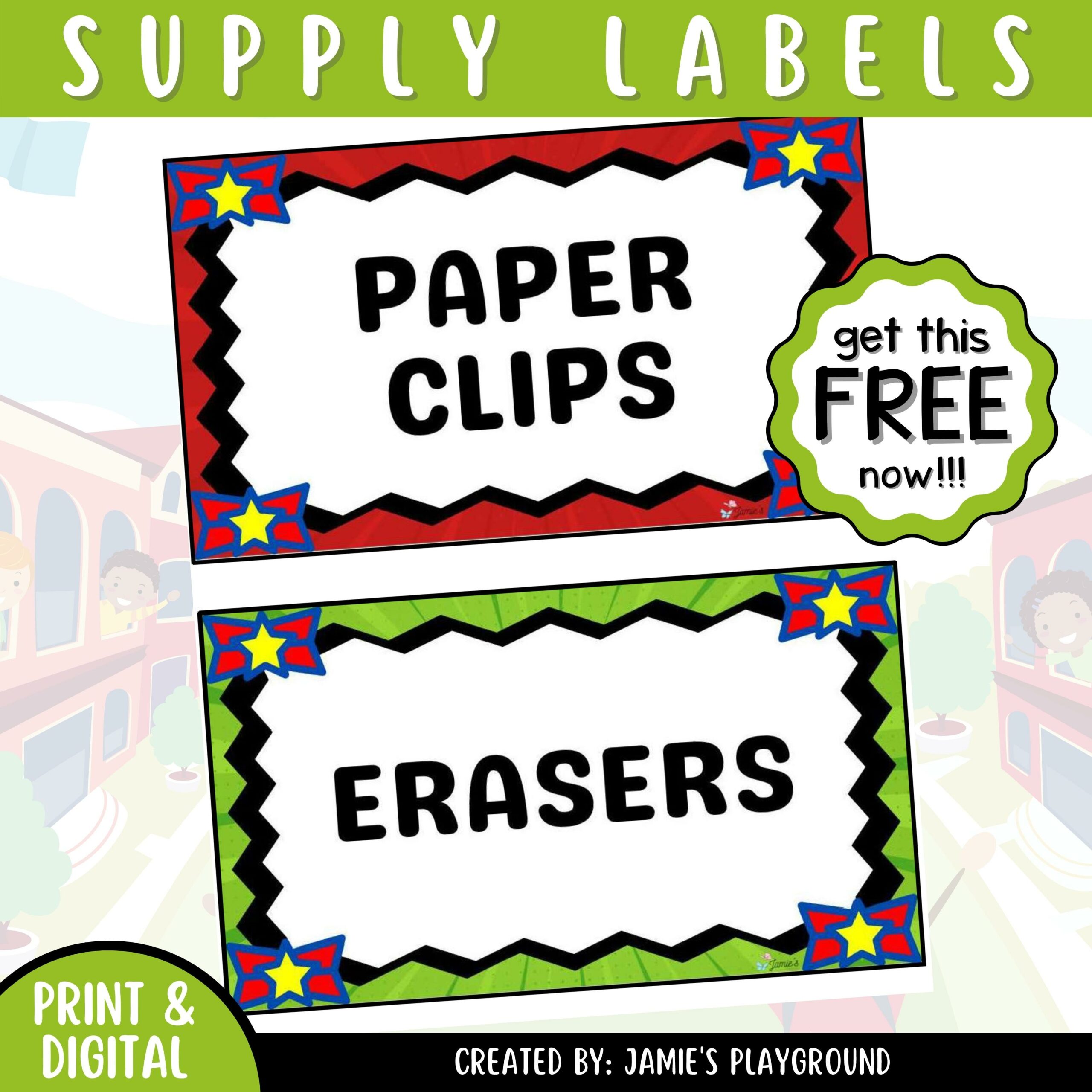 FREE - Classroom Supply Label: Classroom Organization Colorful Supply Label's featured image