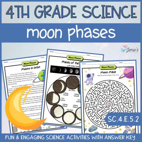 Phases of the Moon: 4th Grade Earth & Space Science - ACTIVITIES + ANSWER KEY's featured image
