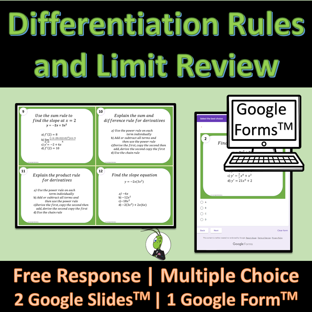 Differentiation Rules and Limits Review Task Cards | Calculus | Google