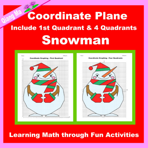 Christmas Coordinate Plane Graphing Picture: Snowman II
