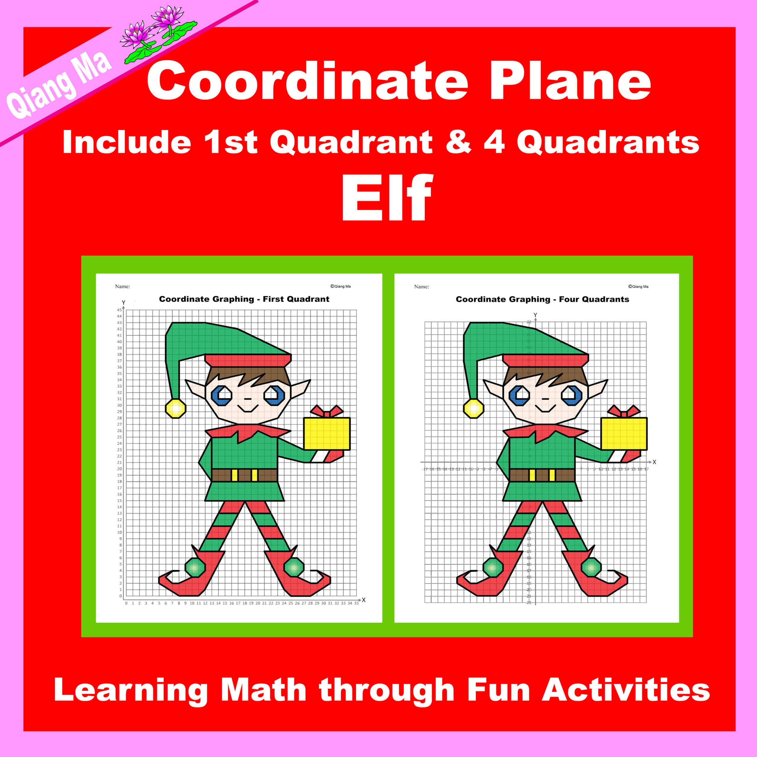 Christmas Coordinate Plane Graphing Picture: Elf's featured image