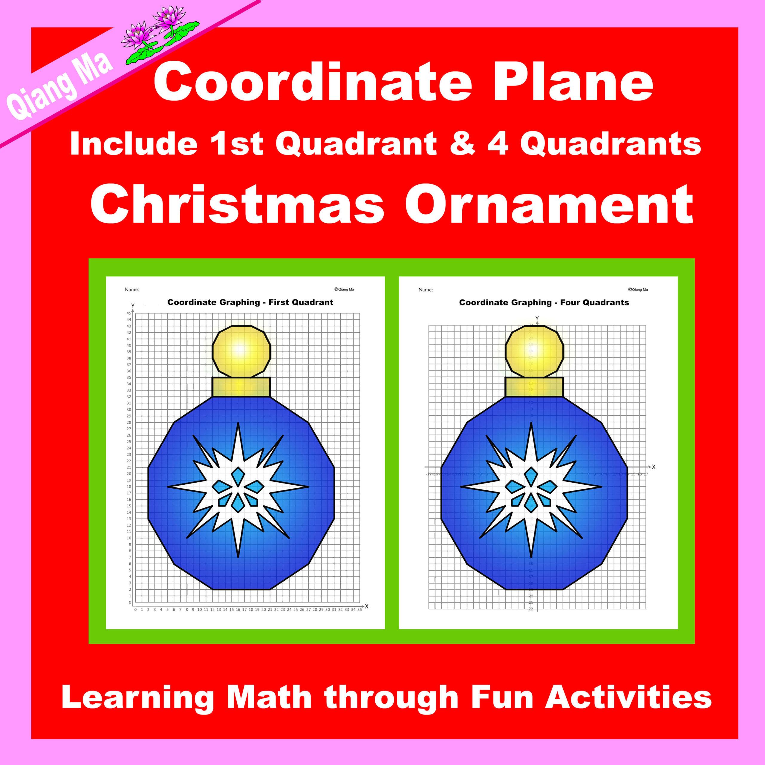 Christmas Coordinate Plane Graphing Picture: Christmas Ornament's featured image
