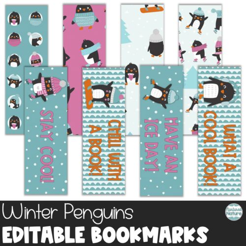 Editable Penguin Bookmarks – Winter Gift Tags for Books for Kids's featured image