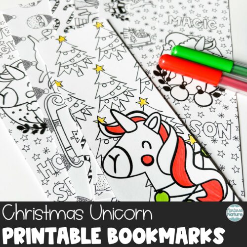 Christmas Coloring Sheet Bookmarks - Unicorn Printable Gifts for Students