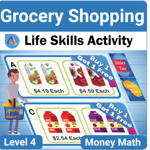 Level 4 Grocery Shopping Life Skills Money Math Activity pdf