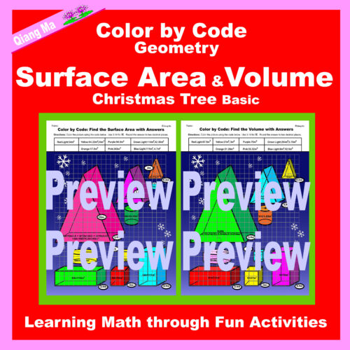 Christmas Color by Code: Surface Area and Volume: Christmas Tree Basic