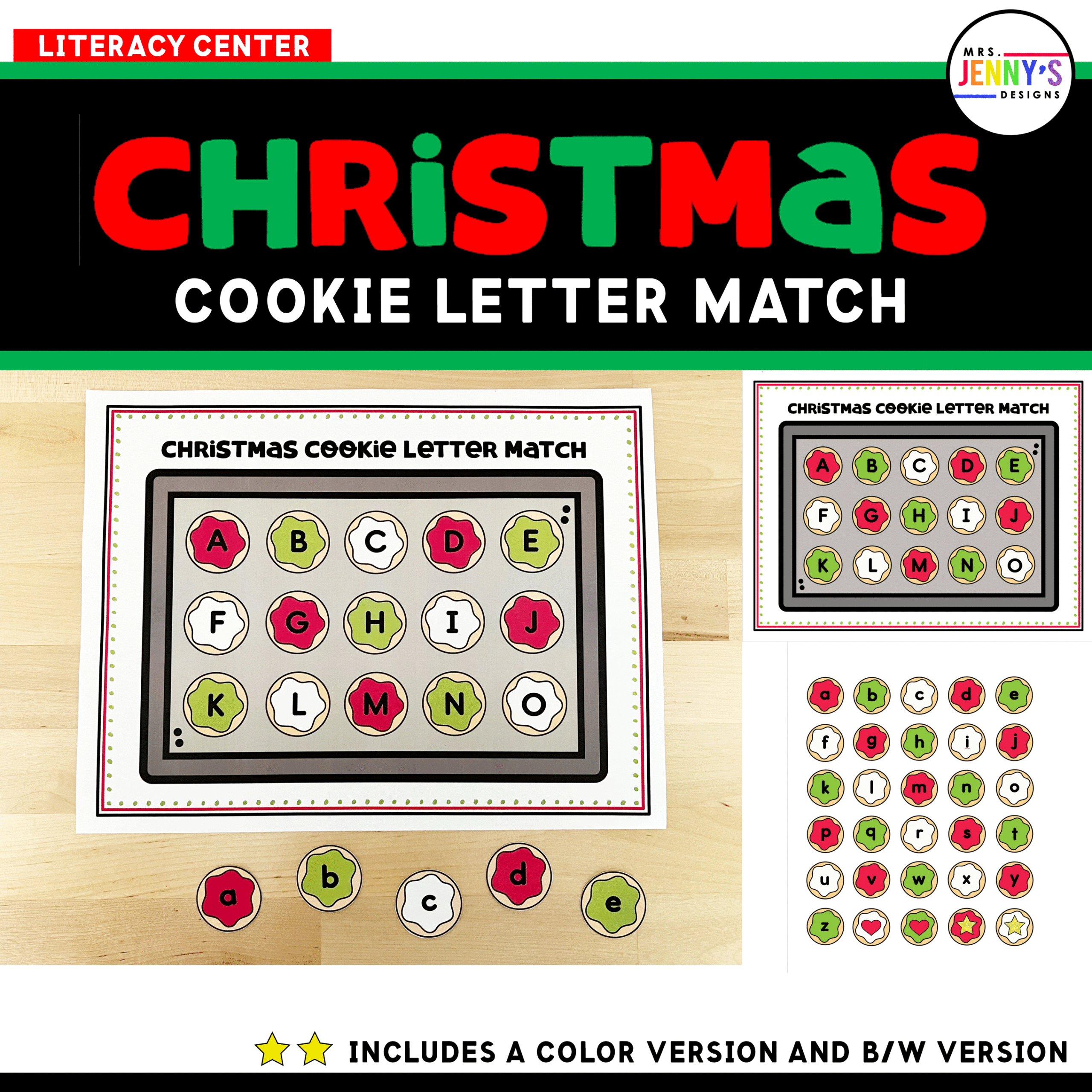 Christmas Cookie Letter Matching Activity for Preschool and