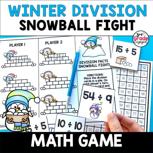 Winter Division Facts Snowball Fight Math Game
