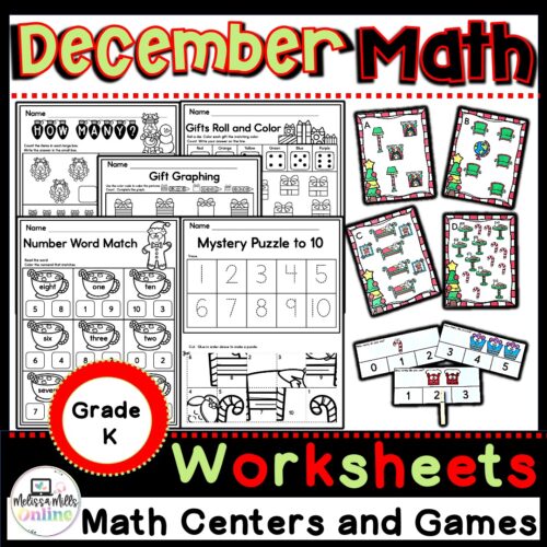 Kindergarten Christmas Math Worksheets and Centers OVER 100 PAGES's featured image