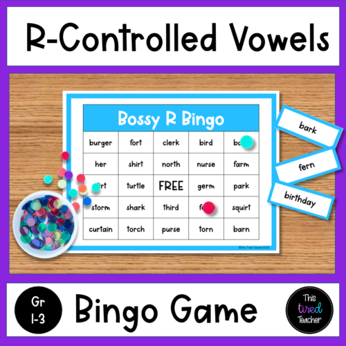 R Controlled Vowels Bingo Game Bossy R's featured image