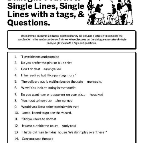 Dialogue Practice Worksheet: Single Lines and Questions's featured image