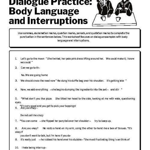 Dialogue Practice Worksheet: Body Language and Interruptions's featured image