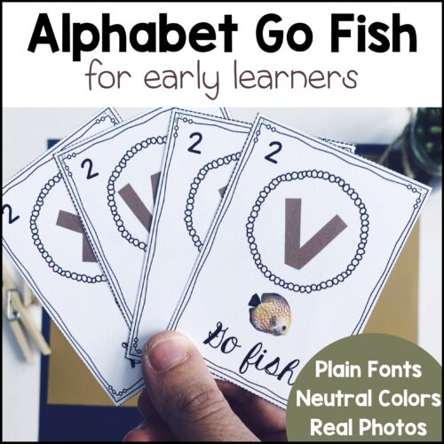 Letter Sound Alphabet Game Go Fish - Neutral Colors, Real Photos, Plain Font