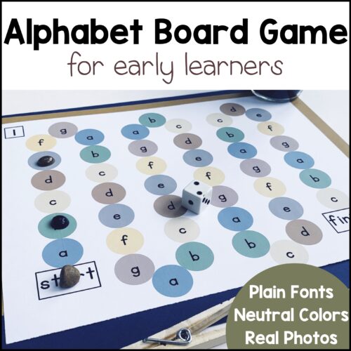 Letter Sound Alphabet Board Game - Neutral Colors, Plain Font - Phonics Game