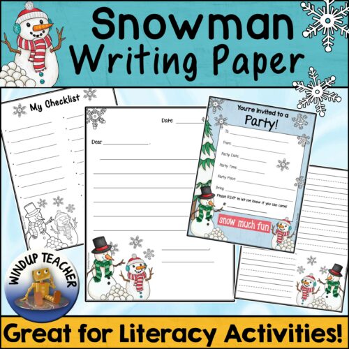 Snowman Writing Paper Color and B&W's featured image