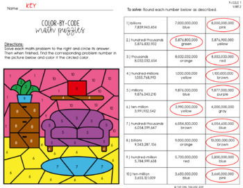 Rounding Color By Number 4th grade multi digit numbers - Classful