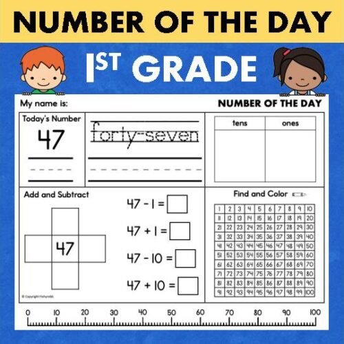 1st Grade Number of the Day Worksheets 2-Digit Numbers Tens and Ones's featured image