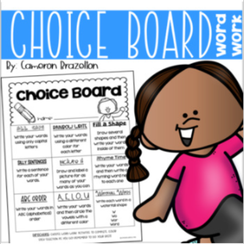 Word Work Spelling Sight Words Choice Board Activities Menu Tic Tac Toe EDITABLE PowerPoint's featured image
