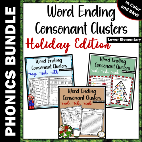 Final Consonant Blends Winter Phonics Activities & Worksheets BUNDLE's featured image
