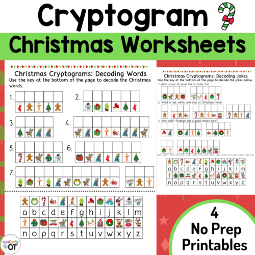 Christmas Cryptogram and Decoding Worksheets