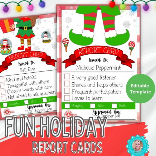 Christmas Holiday Report Cards, Kindness Cards, & Encouragement Cards's featured image