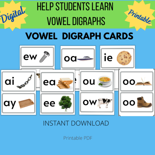 Vowel Digraph Cards, Vowel Digraph Flash Cards, Phonics Cards's featured image