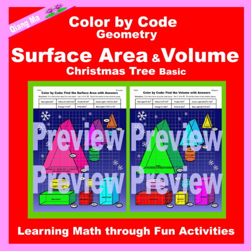 Christmas Color by Code: Surface Area and Volume: Christmas Tree Basic's featured image