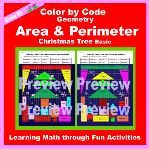 Christmas Color by Code: Area and Perimeter: Christmas Tree Basic's featured image