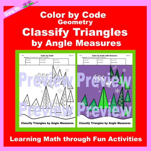 Christmas Color by Code: Classify Triangles by Angle Measures