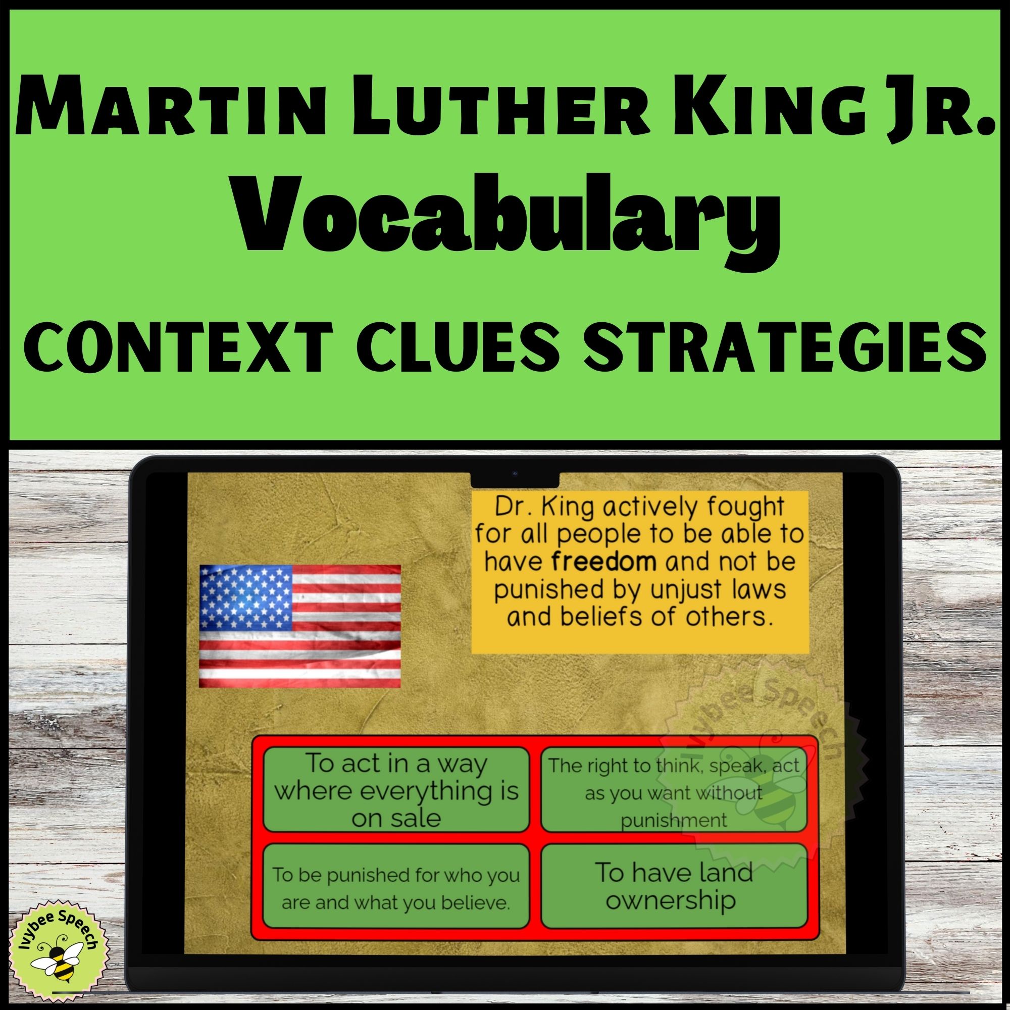 Martin Luther King Jr Vocabulary in Context Boom Cards