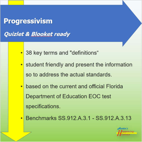 Quizlet / Blooket ready – US History FL EOC key terms – Progressivism's featured image