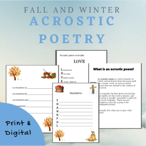 Acrostic Poems Templates | Poetry Writing for Thanksgiving Fall's featured image