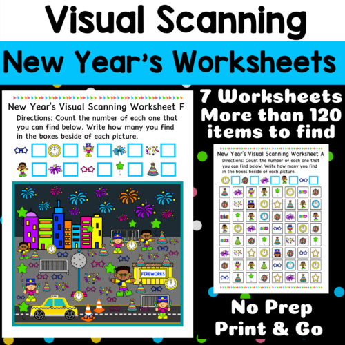 New Year's Visual Scanning Worksheets's featured image