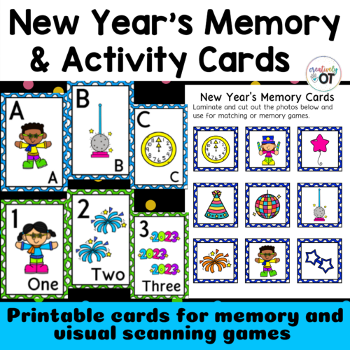 New Year's Memory and Game Cards Printable