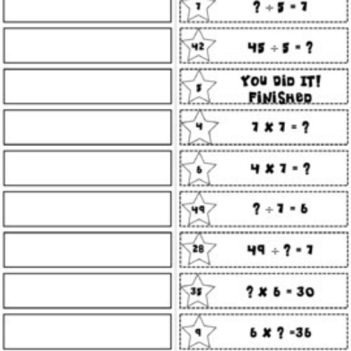 Missing Numbers in Equation Math Puzzles - Classful