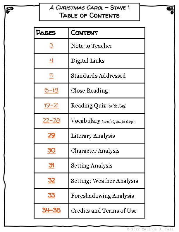 A Christmas Carol - Stave 1 - Digital & Printable - Chapter Pack - Classful