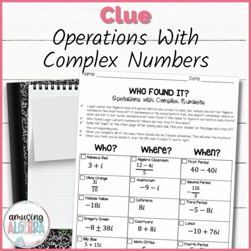 Operations with Complex Numbers Clue Mystery Activity's featured image