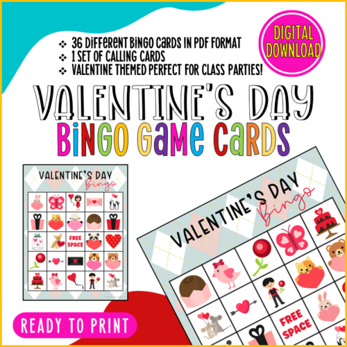 36 Valentine's Day Bingo Game Boards with Calling Cards | Digital Download | Classroom Incentive's featured image