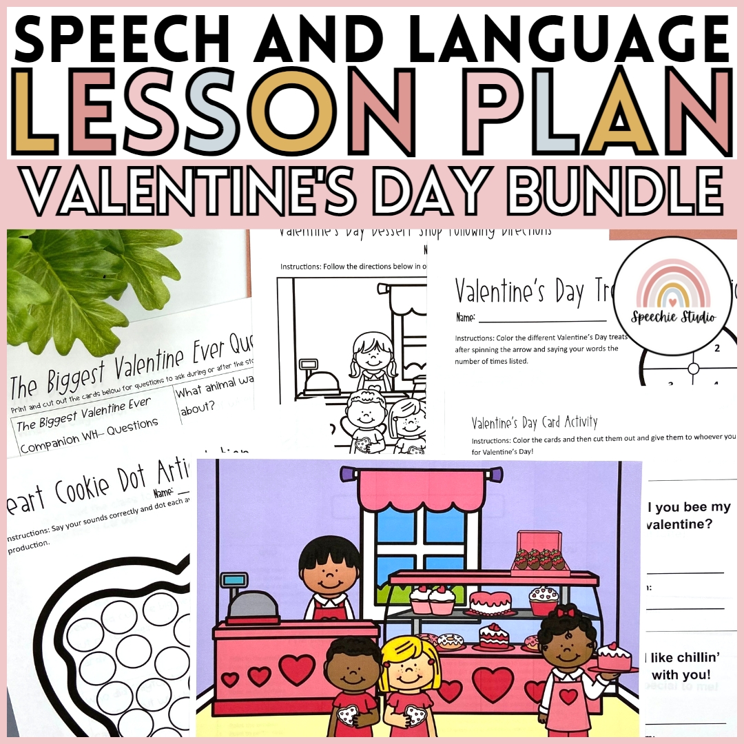 Valentine's Day Speech Therapy Thematic Unit + Lesson Plan | Speech + Language Activities