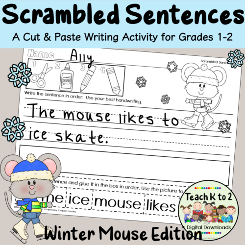 Sentence Fluency Grades 1-2 Scrambled Sentences Cut and Paste Winter Centers's featured image