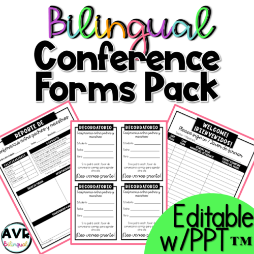 Bilingual Parent Teacher Conference Forms Pack | Print & Go | Editable | Spanish's featured image