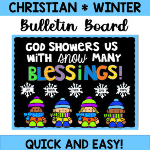 Winter Christian Bulletin Board: Snow Many Blessings's featured image