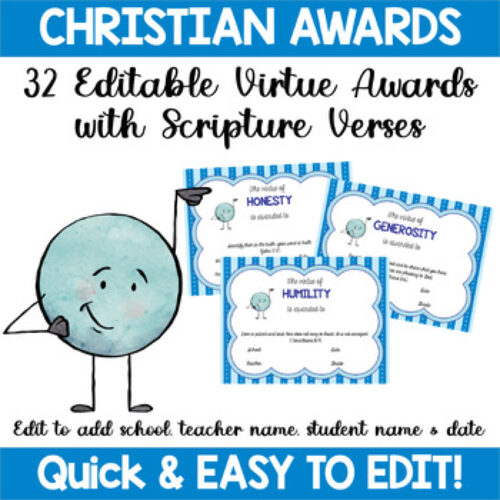 Editable Christian Virtue Awards with Scripture (Blue Striped)'s featured image
