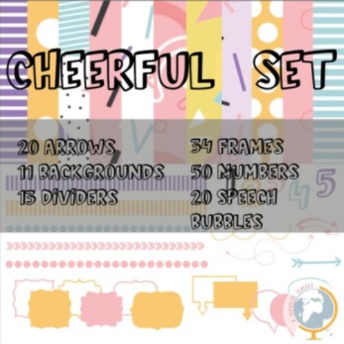 Cheerful Set Digital papers, frames and boarders