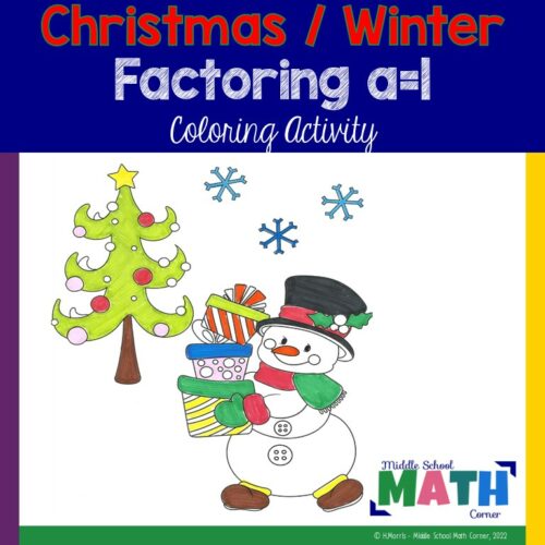 Christmas and Winter Factoring Polynomial Expressions a=1 Coloring Activity's featured image